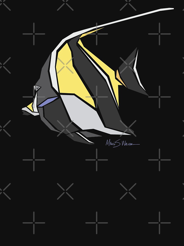 Thumbnail 7 of 7, Active T-Shirt, Tropical Fish - Moorish Idol fish coral reef menagerie designed and sold by petloverswag.