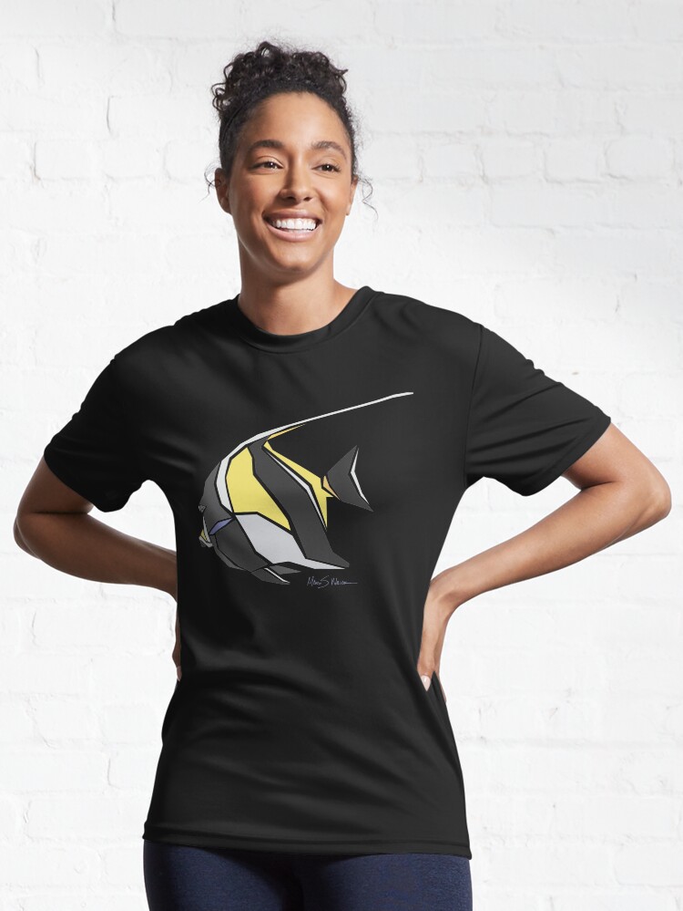 Thumbnail 6 of 7, Active T-Shirt, Tropical Fish - Moorish Idol fish coral reef menagerie designed and sold by petloverswag.