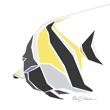 Artwork thumbnail, Tropical Fish - Moorish Idol fish coral reef menagerie by petloverswag
