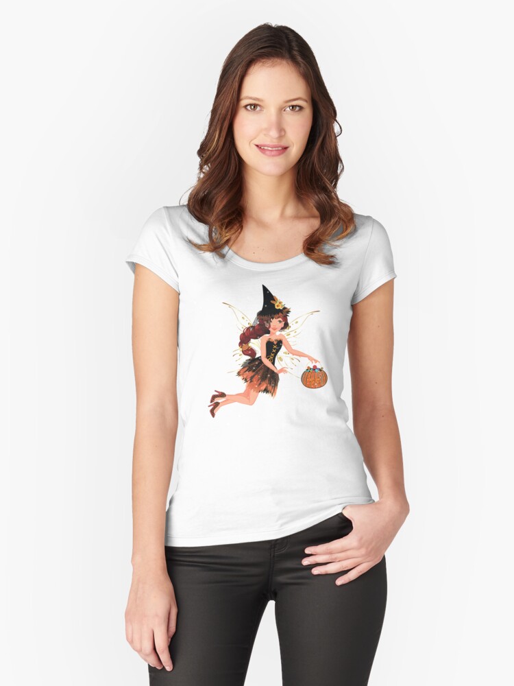 Thumbnail 1 of 3, Fitted Scoop T-Shirt, Gigi The Chic Magical Fairy's Halloween Costume™ designed and sold by TeelieTurner.