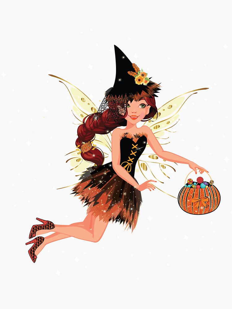 Thumbnail 3 of 3, Sticker, Gigi The Chic Magical Fairy's Halloween Costume™ designed and sold by TeelieTurner.