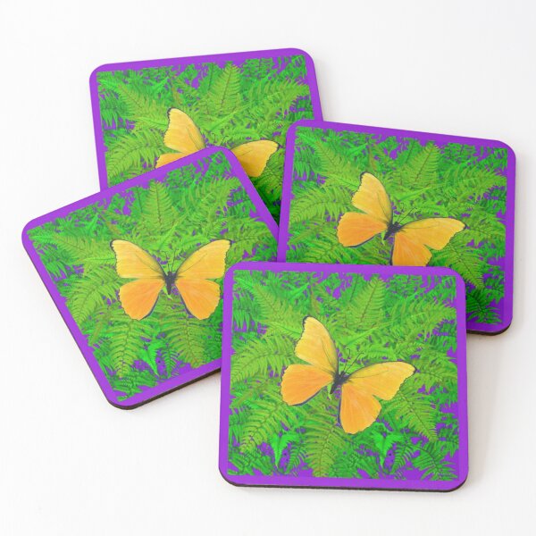 Item preview,  YELLOW BUTTERFLIES GREEN FERNS PURPLE  ACCENTS ART designed and sold by sharlesart.