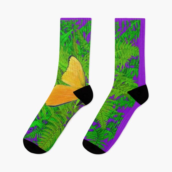 Item preview,  YELLOW BUTTERFLIES GREEN FERNS PURPLE  ACCENTS ART designed and sold by sharlesart.