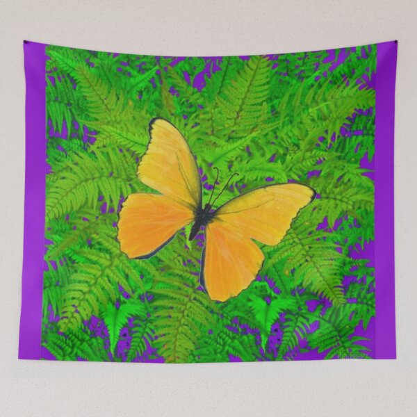 Item preview,  YELLOW BUTTERFLIES GREEN FERNS PURPLE  ACCENTS ART designed and sold by sharlesart.