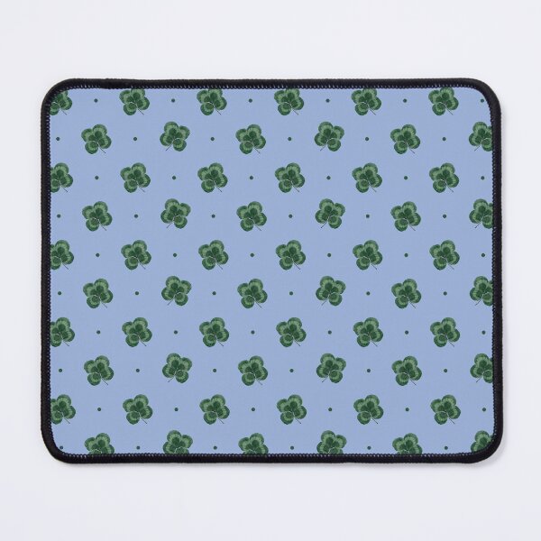 Item preview, Lucky four leaf clover shamrock print on blue designed and sold by LittleBettyMakes.