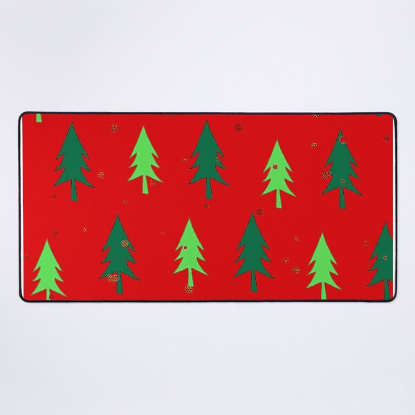 Christmas Trees Contemporary Modern Pattern On Red Desk Mat