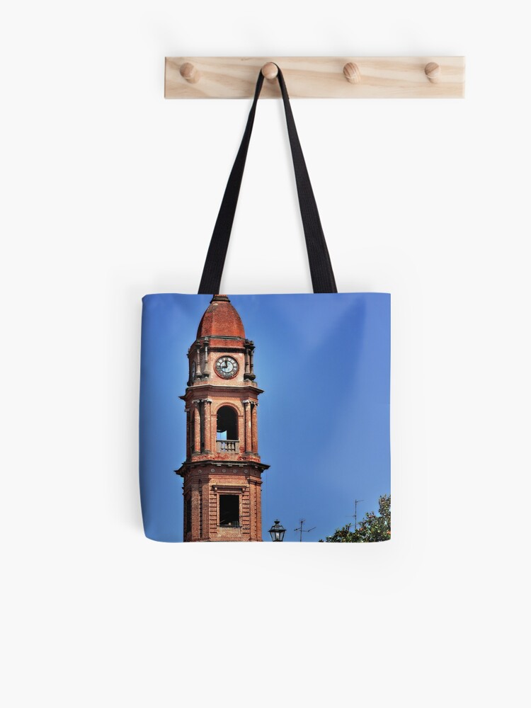 Thumbnail 1 of 2, Tote Bag, Italian Church Bell Tower at the City of Bra Piedmonte, Cuneo, Italy designed and sold by MaluC.