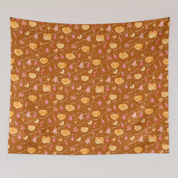 Item preview, Terra Cotta Watercolour Halloween Pumpkin Cherry Leaves designed and sold by Lozzie Eliza Designs.