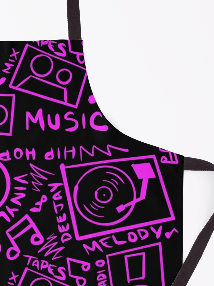 Alternate view of Pink Music Hand Drawn Graffiti Hip Hop Pattern Apron