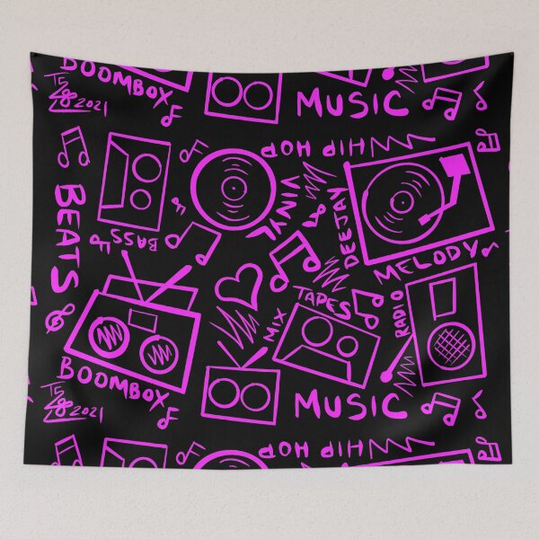 Item preview, Pink Music Hand Drawn Graffiti Hip Hop Pattern designed and sold by that5280lady.