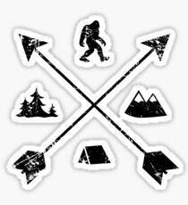 Bigfoot Camping Tribal Arrows Emblem Sticker