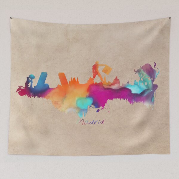 Item preview, Madrid skyline art colored designed and sold by JBJart.