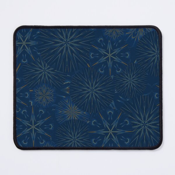 Item preview, Prussian Blue and Copper Mandala Geometric Pattern Set - variation 2 - seamless, larger scale, more orange. designed and sold by wild.geranium.design.