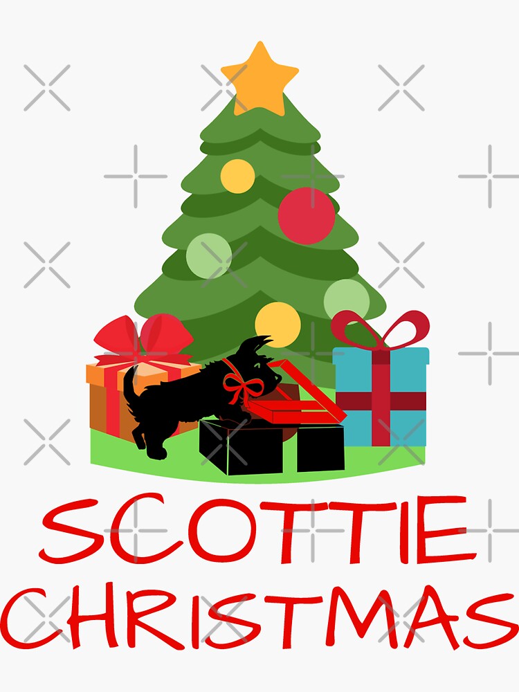 Scottie Obsessed Christmas, Christmas Tree and Presents  Sticker for Sale  by AC Chidiac