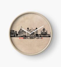 Helsinki skyline black Clock