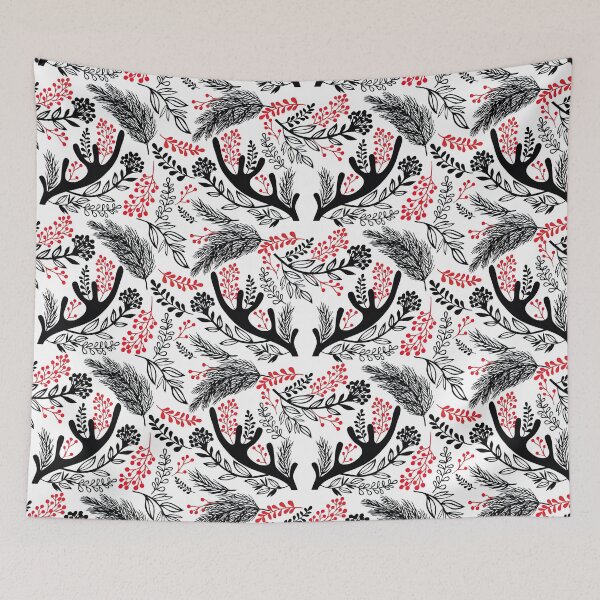 Item preview, Christmas Floral Pattern, Happy New Year seamless Pattern with Fir Cone, Holly Leaves and Berries designed and sold by graphic-genie.