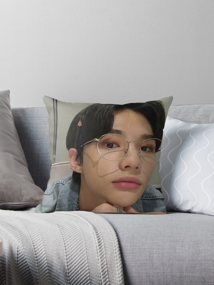 Stray Kids Hyunjin Wearing Glasses Pillow for Sale by mixtape shin Redbubble