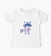 Cute raccoon animal. Watercolor Baby Tee