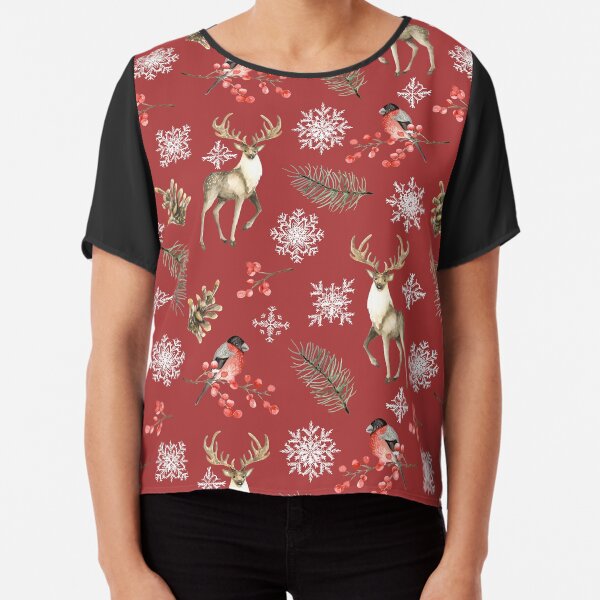 Deer and bullfinches Chiffon Top