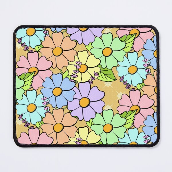 Item preview, Whimsical Soft Rainbow Daisy Flowers - orange background designed and sold by wild.geranium.design.