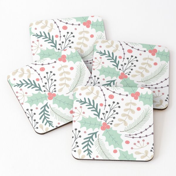 Item preview, Christmas Floral Pattern, Happy New Year seamless Pattern with Fir Cone, Holly Leaves and Berries designed and sold by graphic-genie.