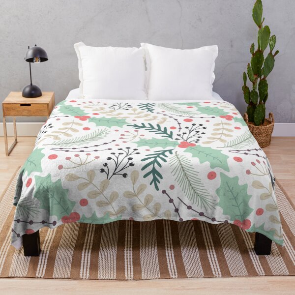 Item preview, Christmas Floral Pattern, Happy New Year seamless Pattern with Fir Cone, Holly Leaves and Berries designed and sold by graphic-genie.