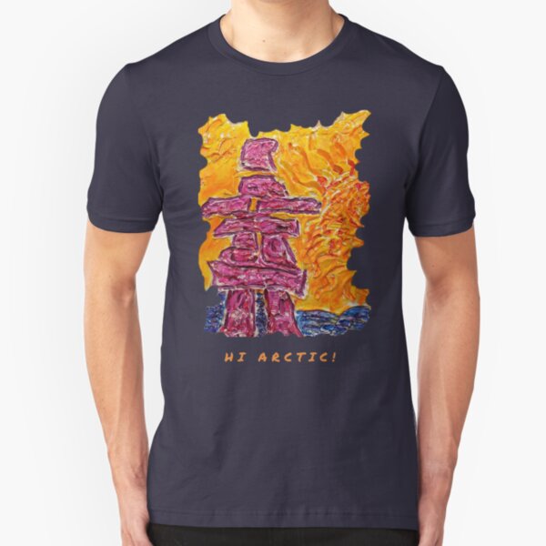 NORTHERN ART INUKSHUK NORTHERN SUNSET, FUNNY QUOTE HI ARCTIC Slim Fit T-Shirt