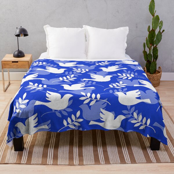 Item preview, Hanukkah White Doves Of Peace Pattern On Blue designed and sold by DEC02.