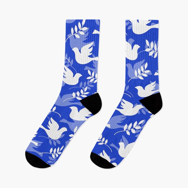 Item preview, Hanukkah White Doves Of Peace Pattern On Blue designed and sold by DEC02.
