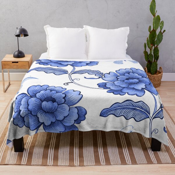 Item preview, White & Blue Willow Blue Chinoiserie Floral Ancient Design   designed and sold by ArtBIU.