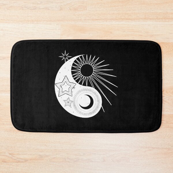 Item preview, Ying Yang Astrological Sun & Moon Stars Line Drawing Design designed and sold by EarthArtDesigns.