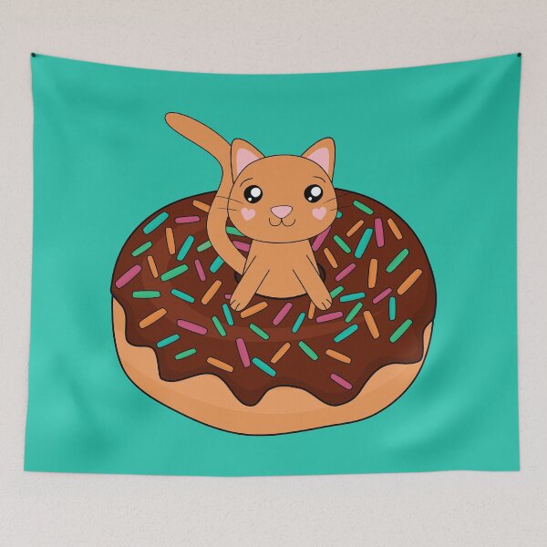 Item preview, Kawaii Cat Doughnut Chocolate Ginger designed and sold by cashewdays.