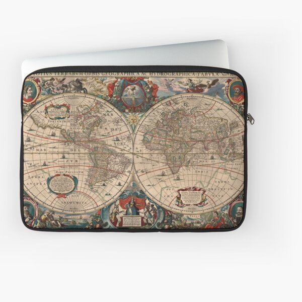 Mapa vintage del mundo (1641) Funda para portátil