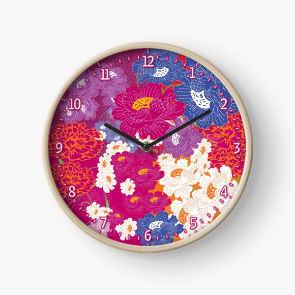 Pink flower power Clock