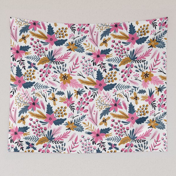 Item preview, Christmas Floral Pattern, Happy New Year seamless Pattern with Fir Cone, Holly Leaves and Berries designed and sold by graphic-genie.