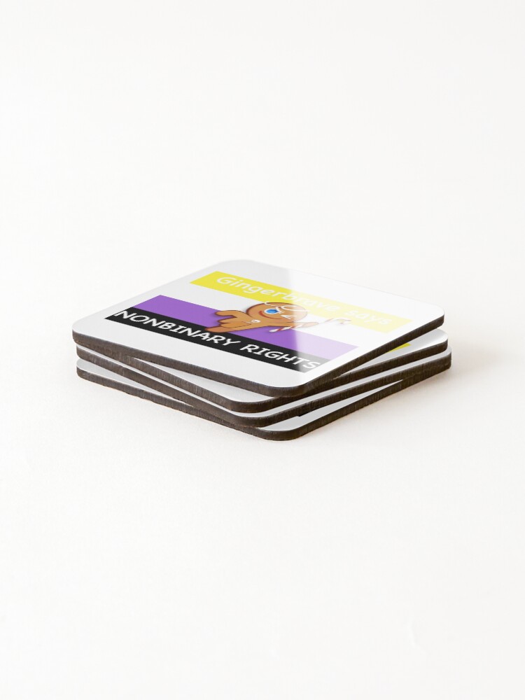 Thumbnail 4 of 5, Coasters (Set of 4), Gingerbrave Nonbinary Rights designed and sold by AutumnLeef.