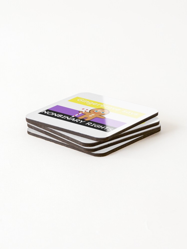 Thumbnail 4 of 5, Coasters (Set of 4), Gingerbrave Nonbinary Rights designed and sold by AutumnLeef.