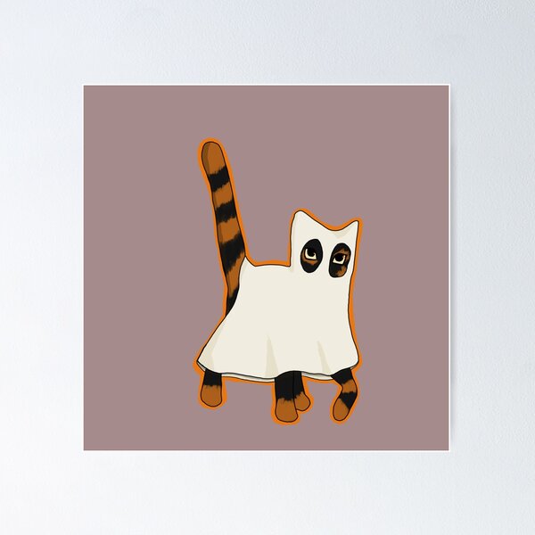 Item preview, Orange and black ghost cat  designed and sold by duckpawsart.