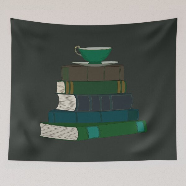 Item preview, Green Book Stack and Tea Cup designed and sold by MissBennett.