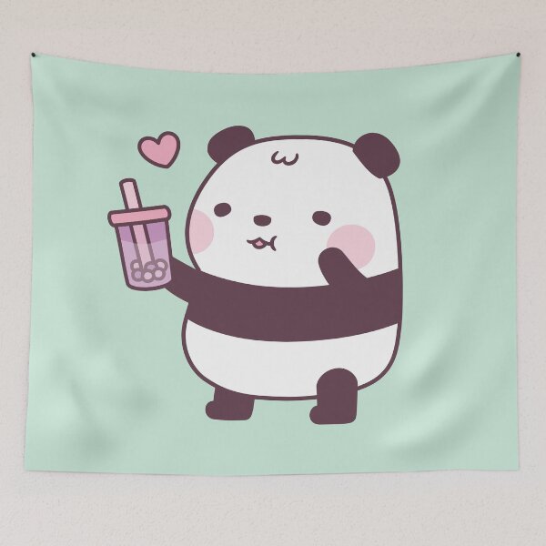 Item preview, Cute Panda Loves Taro Bubble Tea designed and sold by rustydoodle.