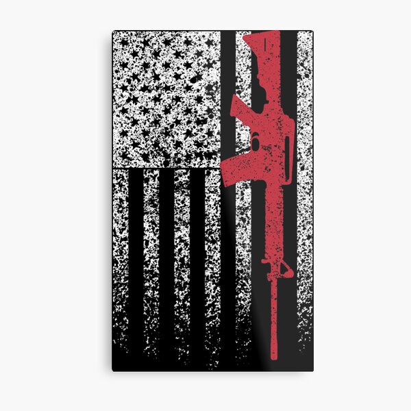 American Flag Assault Rifle Metal Print