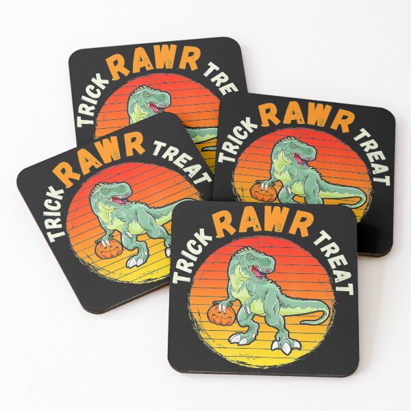 Item preview, Truco Rawr Treat T-rex Halloween Sunset Retro designed and sold by Gloemwenzone.