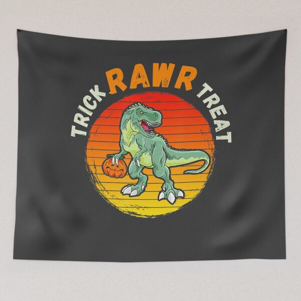 Item preview, Truco Rawr Treat T-rex Halloween Sunset Retro designed and sold by Gloemwenzone.