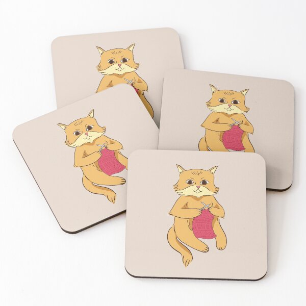 Item preview, Knitting Cat designed and sold by Cute and Funny Animal Art Designs.