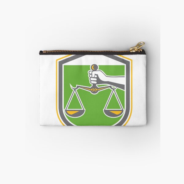 Item preview, Hand Holding Scales of Justice Shield Retro designed and sold by patrimonio.