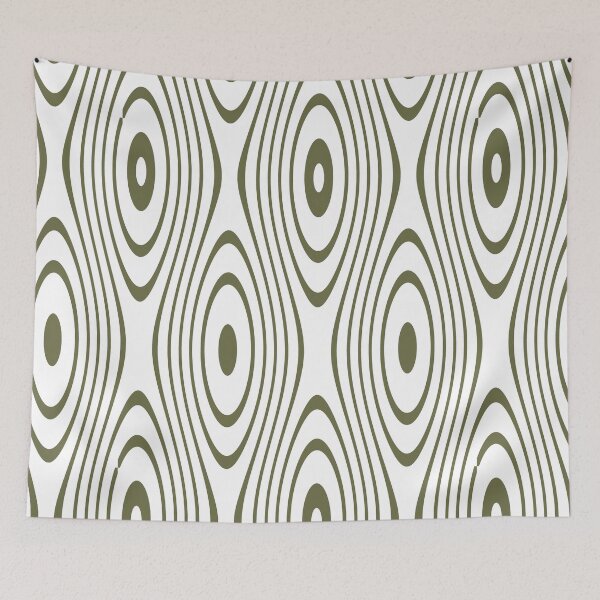 Aperçu de l'œuvre Boucles rétro vert olive sur fond blanc créée et vendue par KeksWorkroom.