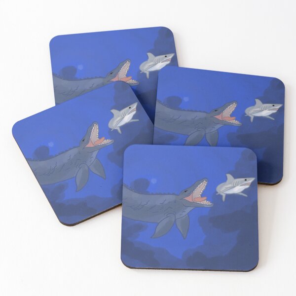 Item preview, Mosasaurus v Shark (with background) designed and sold by Chicowboiart.