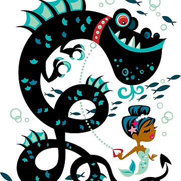Artwork thumbnail, Sweet Mermaid with Pet Sea Dragon by SquidsNthings