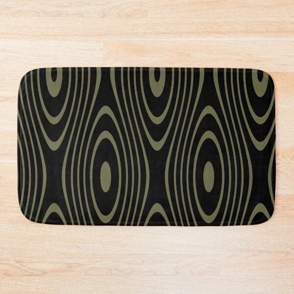 Item preview, Olive Green Retro Loops on Black Background designed and sold by KeksWorkroom.