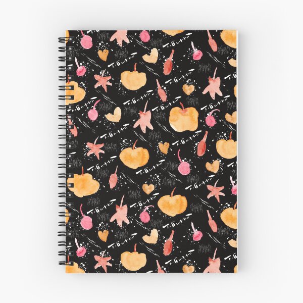 Item preview, Black Watercolour Halloween Pumpkin Cherry Leaves designed and sold by Lozzie Eliza Designs.